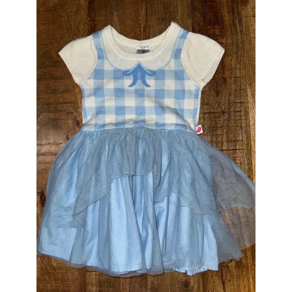 Wizard of Oz Dorothy Gingham Knit Tulle Dress Blue White 5T FL2483479ZO